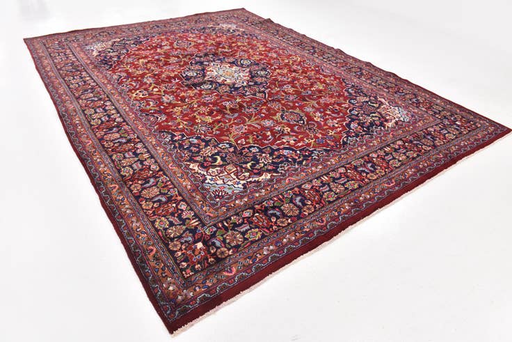 Detail image of 9' 8 x 12' 10 Hand Knotted Mashad Persian Wool Rug