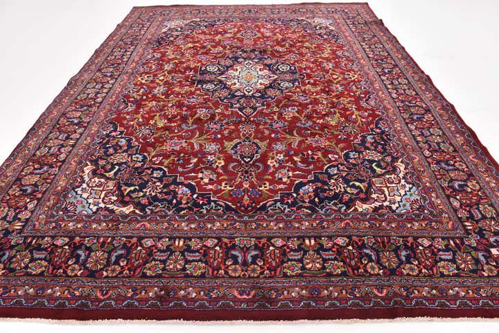 9' 8 x 12' 10 Hand Knotted Mashad Persian Wool Rug