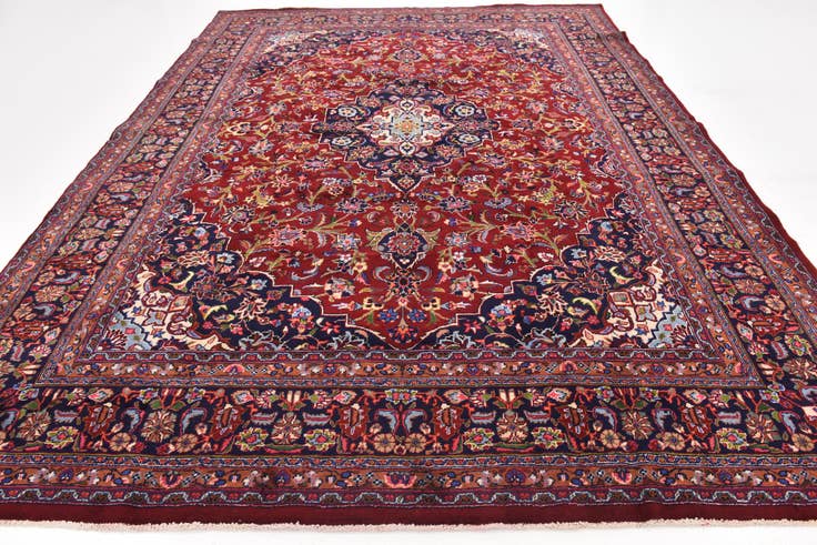 Detail image of 9' 8 x 12' 10 Hand Knotted Mashad Persian Wool Rug