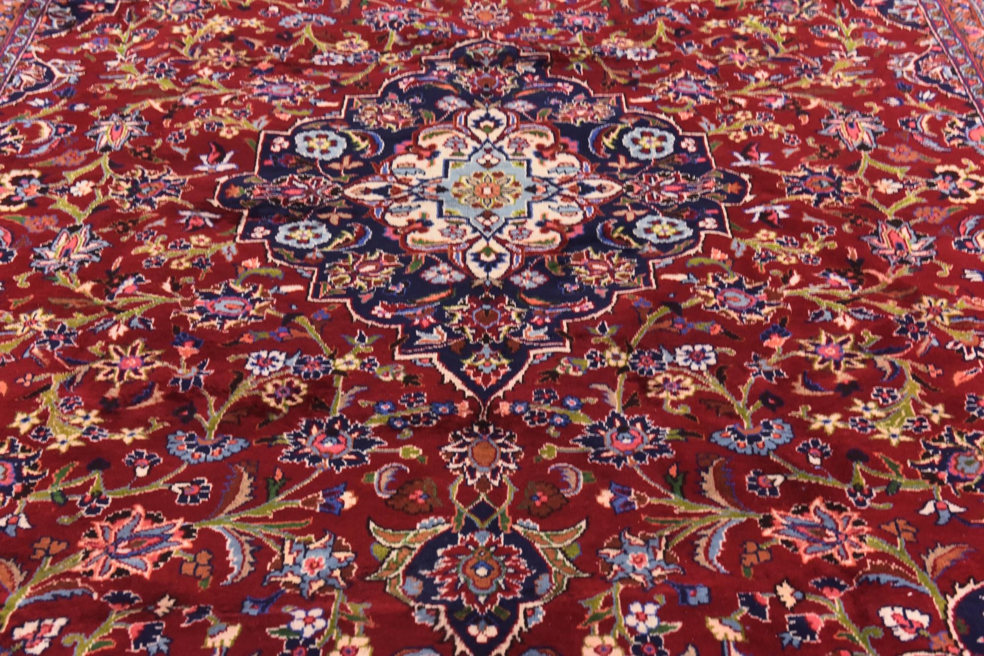 9' 8 x 12' 10 Hand Knotted Mashad Persian Wool Rug