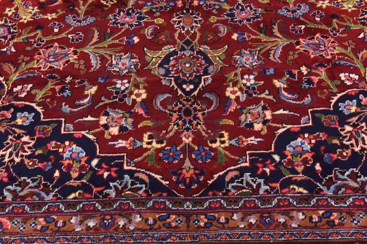 9' 8 x 12' 10 Hand Knotted Mashad Persian Wool Rug