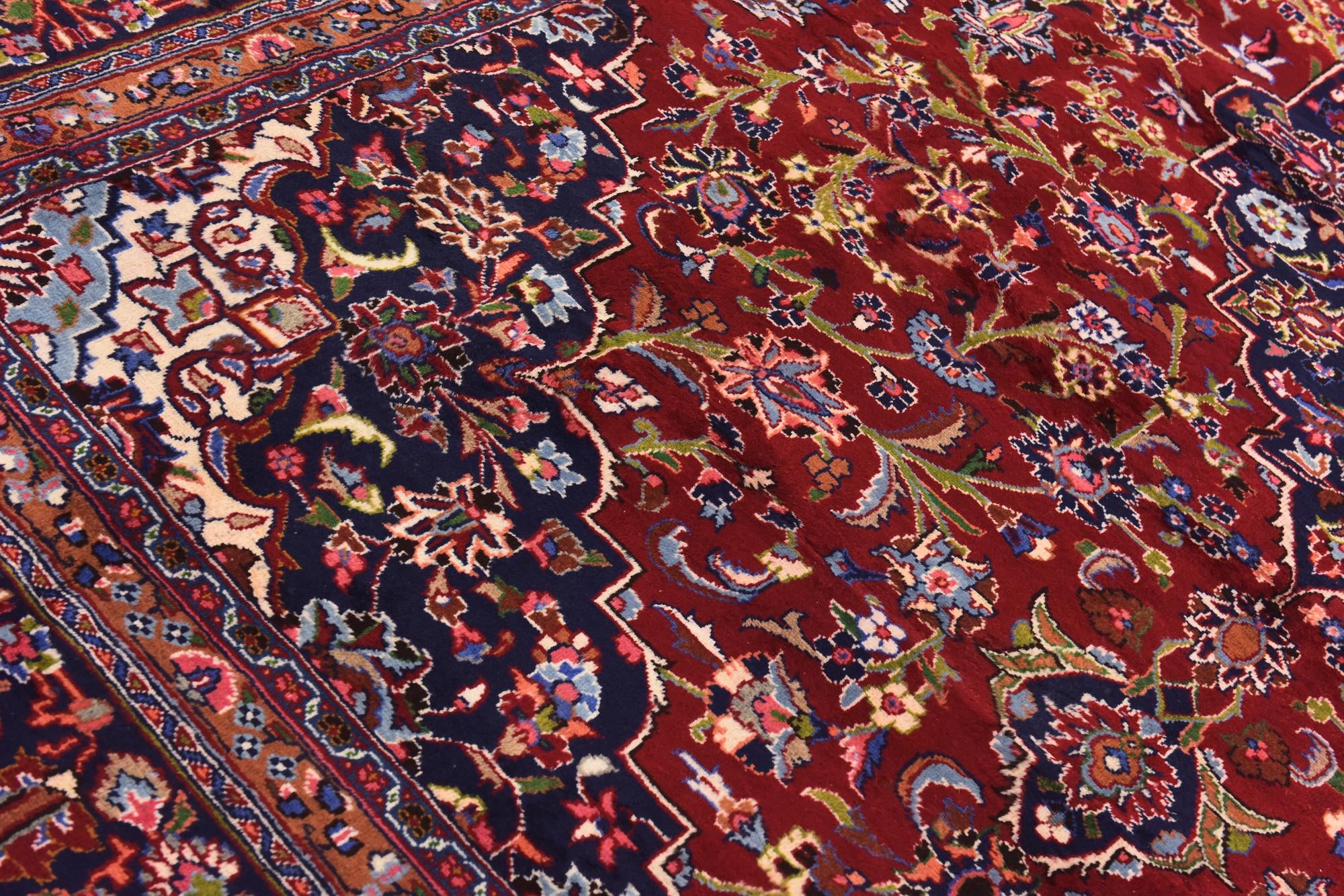 9' 8 x 12' 10 Hand Knotted Mashad Persian Wool Rug