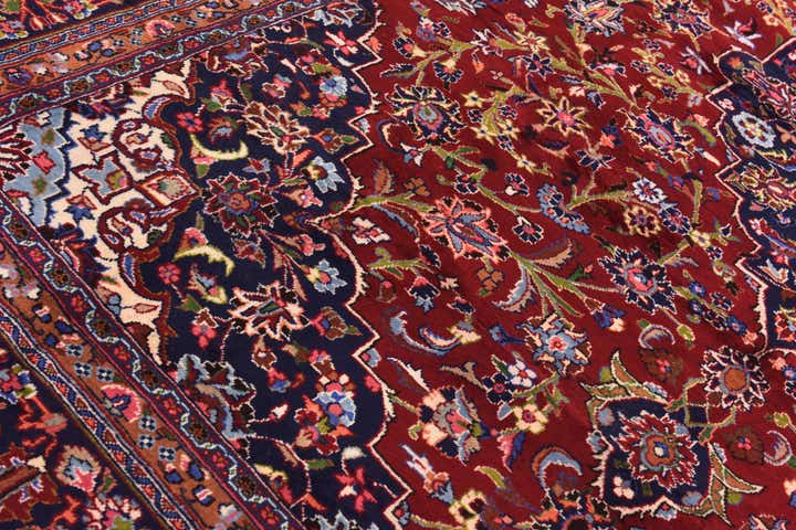9' 8 x 12' 10 Hand Knotted Mashad Persian Wool Rug