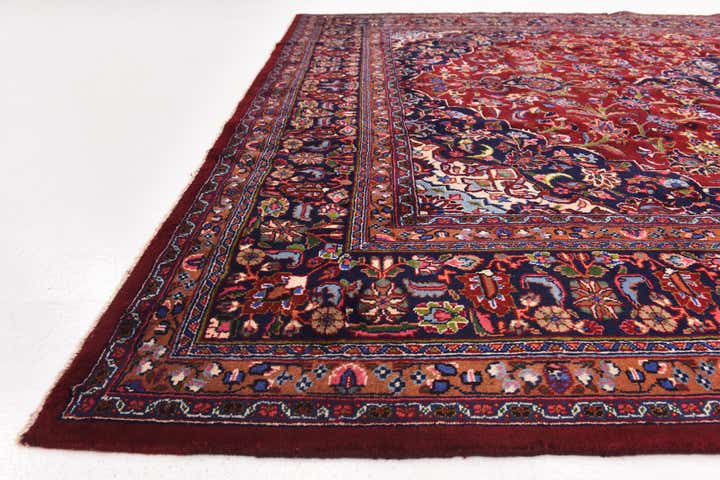 9' 8 x 12' 10 Hand Knotted Mashad Persian Wool Rug