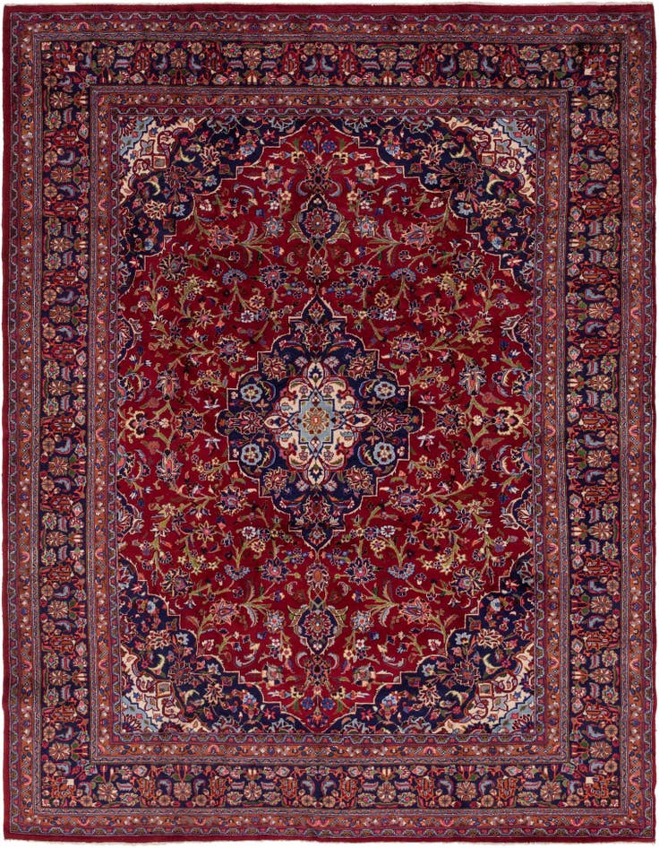 Detail image of 9' 8 x 12' 10 Hand Knotted Mashad Persian Wool Rug