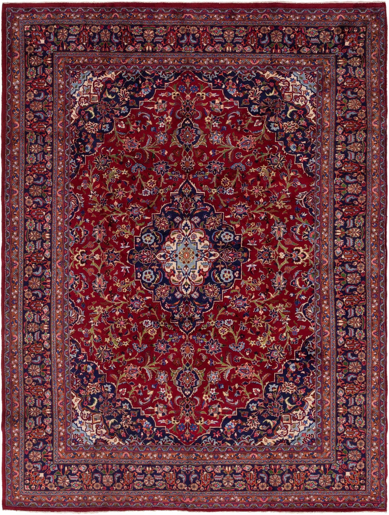 9' 8 x 12' 10 Hand Knotted Mashad Persian Wool Rug