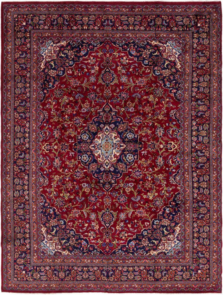 9' 8 x 12' 10 Hand Knotted Mashad Persian Wool Rug