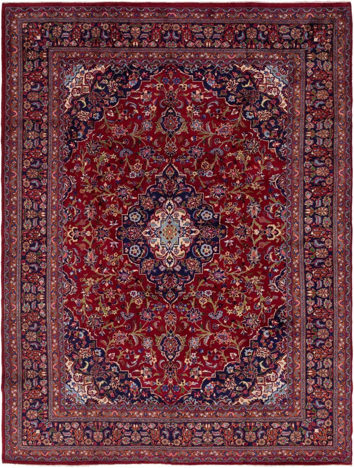 Detail image of 9' 8 x 12' 10 Hand Knotted Mashad Persian Wool Rug