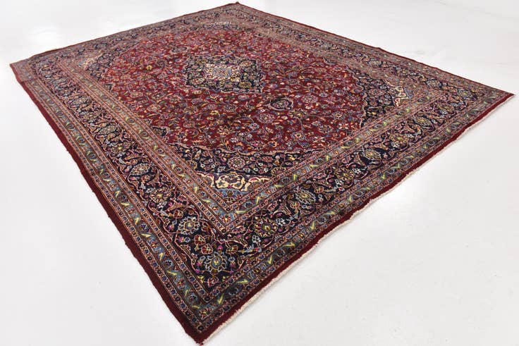 Detail image of 9' 9 x 12' 6 Hand Knotted Mashad Persian Wool Rug