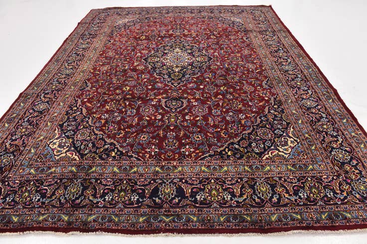 Detail image of 9' 9 x 12' 6 Hand Knotted Mashad Persian Wool Rug