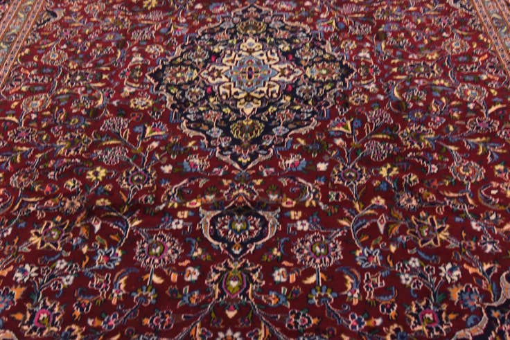 Detail image of 9' 9 x 12' 6 Hand Knotted Mashad Persian Wool Rug