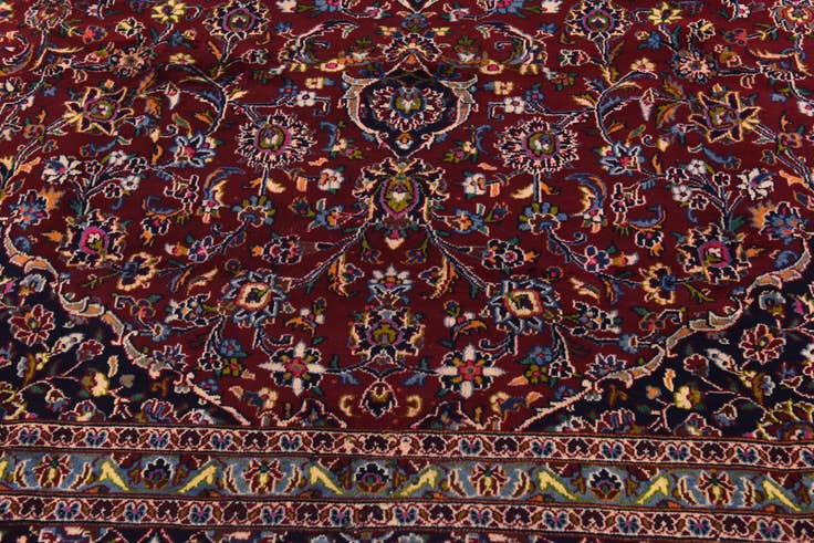 Detail image of 9' 9 x 12' 6 Hand Knotted Mashad Persian Wool Rug