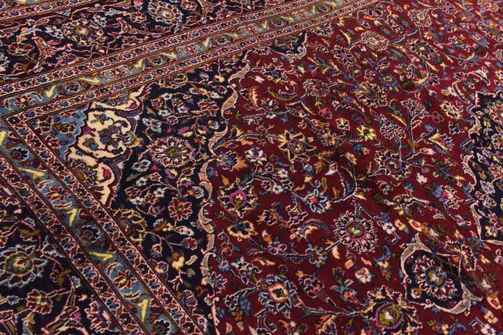 9' 9 x 12' 6 Hand Knotted Mashad Persian Wool Rug