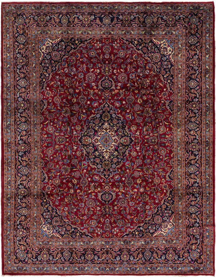 Detail image of 9' 9 x 12' 6 Hand Knotted Mashad Persian Wool Rug