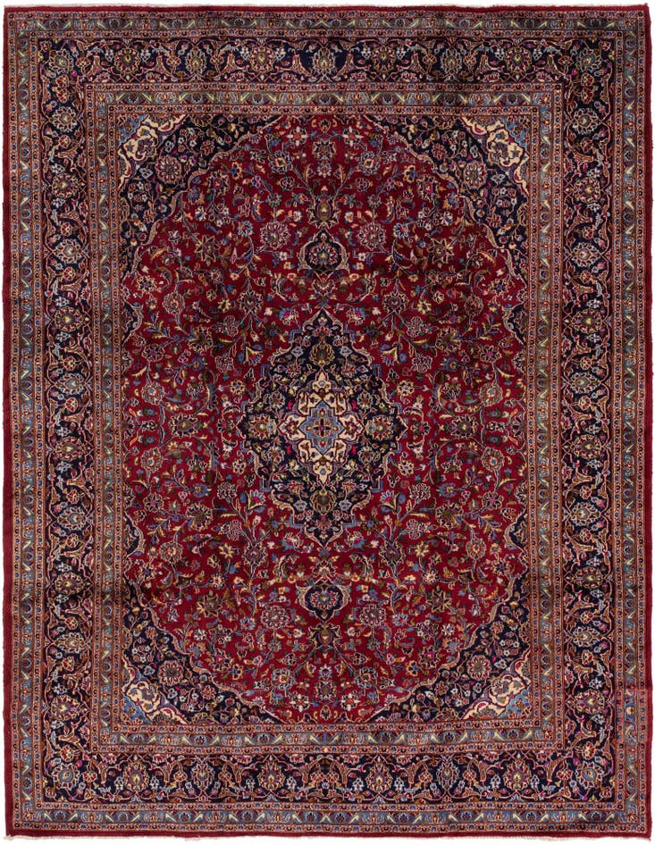 Detail image of 9' 9 x 12' 6 Hand Knotted Mashad Persian Wool Rug