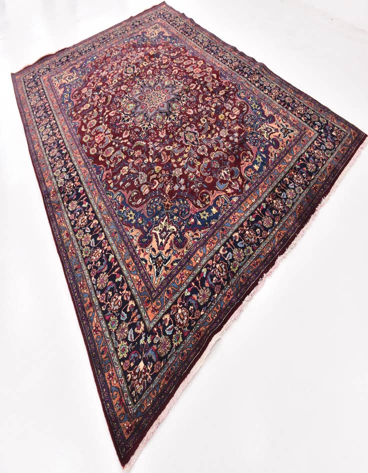 Detail image of 9' 7 x 13'  Hand Knotted Mashad Persian Wool Rug