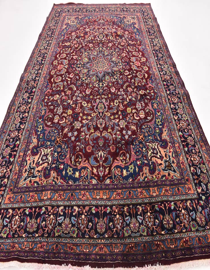 Detail image of 9' 7 x 13'  Hand Knotted Mashad Persian Wool Rug