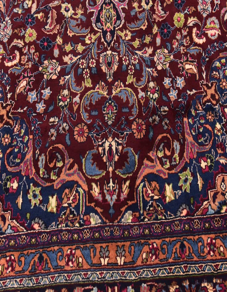 Detail image of 9' 7 x 13'  Hand Knotted Mashad Persian Wool Rug