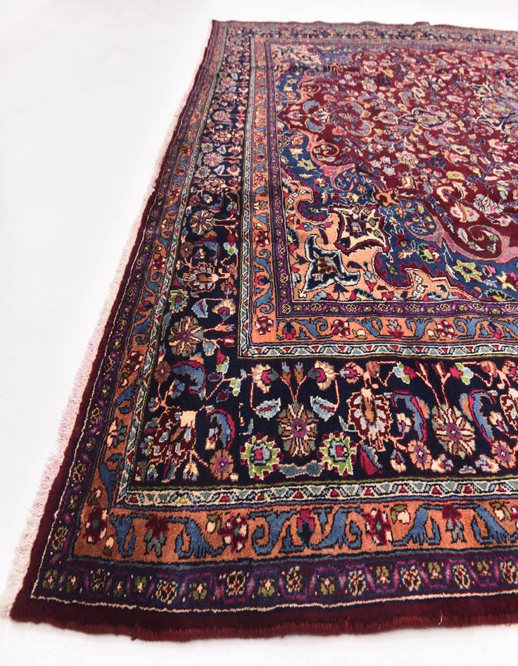 Detail image of 9' 7 x 13'  Hand Knotted Mashad Persian Wool Rug