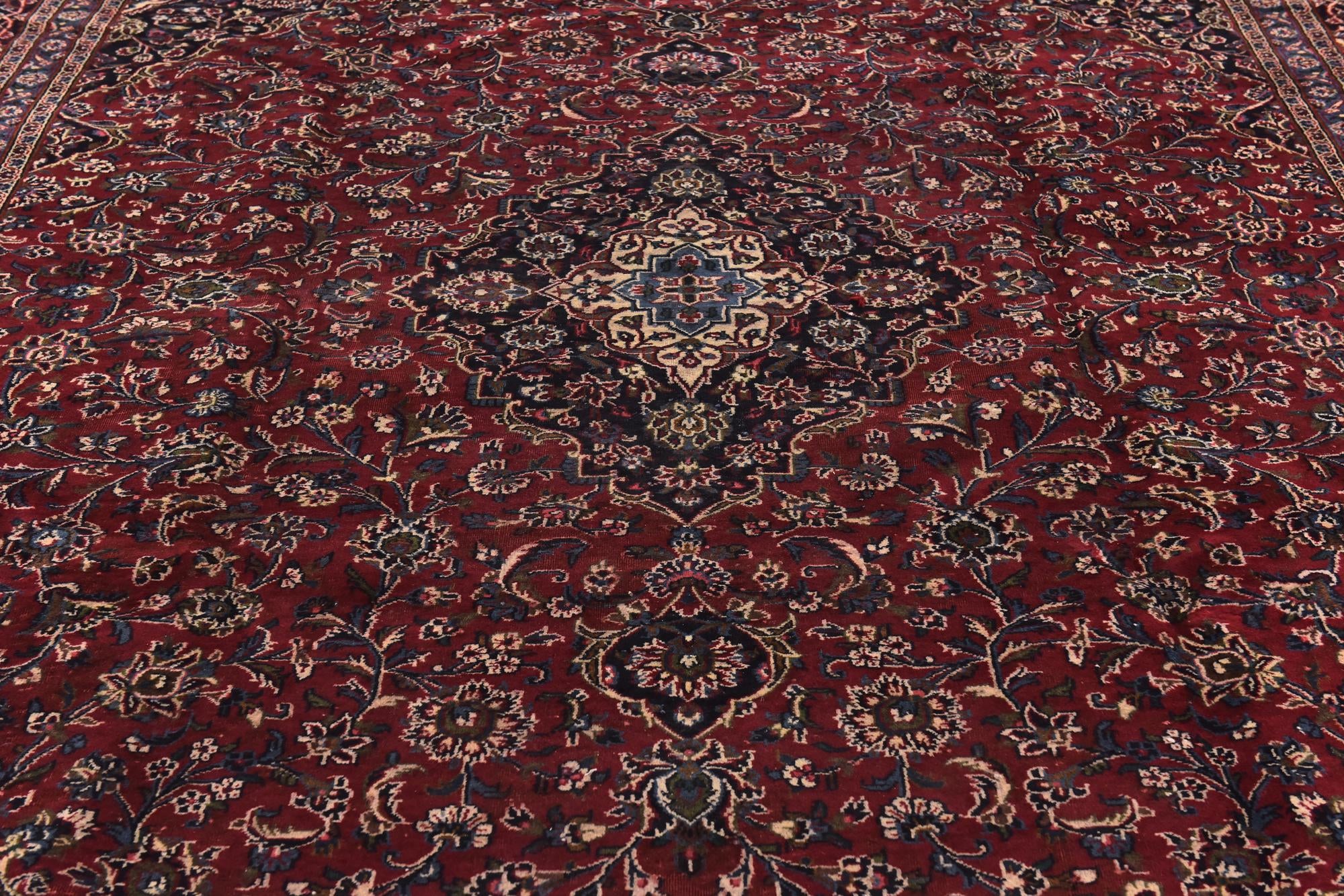 10' x 12' 6 Hand Knotted Mashad Persian Wool Rug