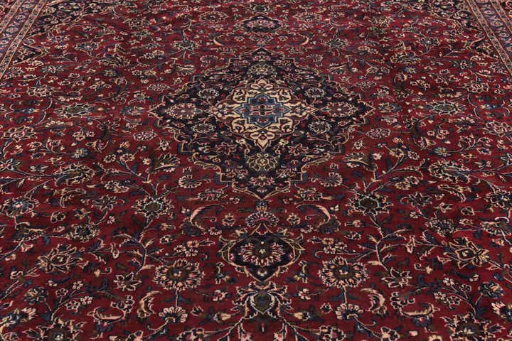 10' x 12' 6 Hand Knotted Mashad Persian Wool Rug