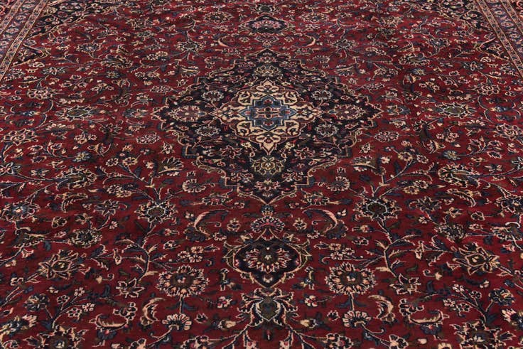 Detail image of 10' x 12' 6 Hand Knotted Mashad Persian Wool Rug