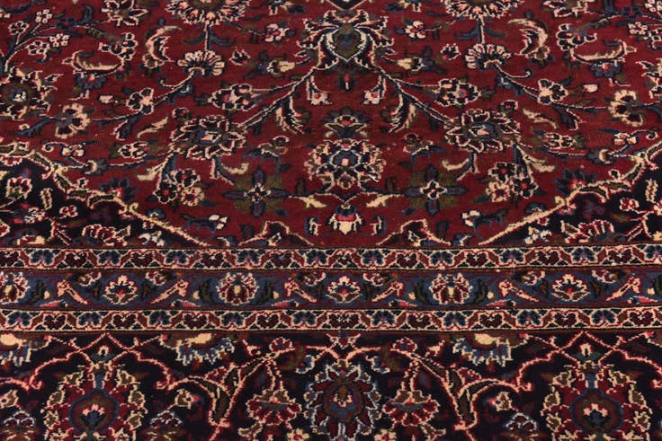Detail image of 10' x 12' 6 Hand Knotted Mashad Persian Wool Rug
