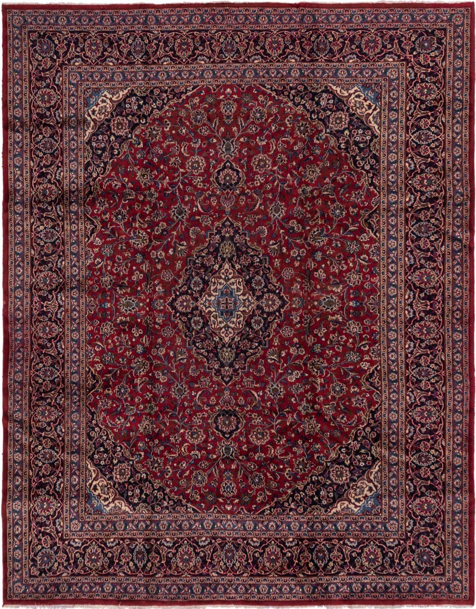 10' x 12' 6 Hand Knotted Mashad Persian Wool Rug