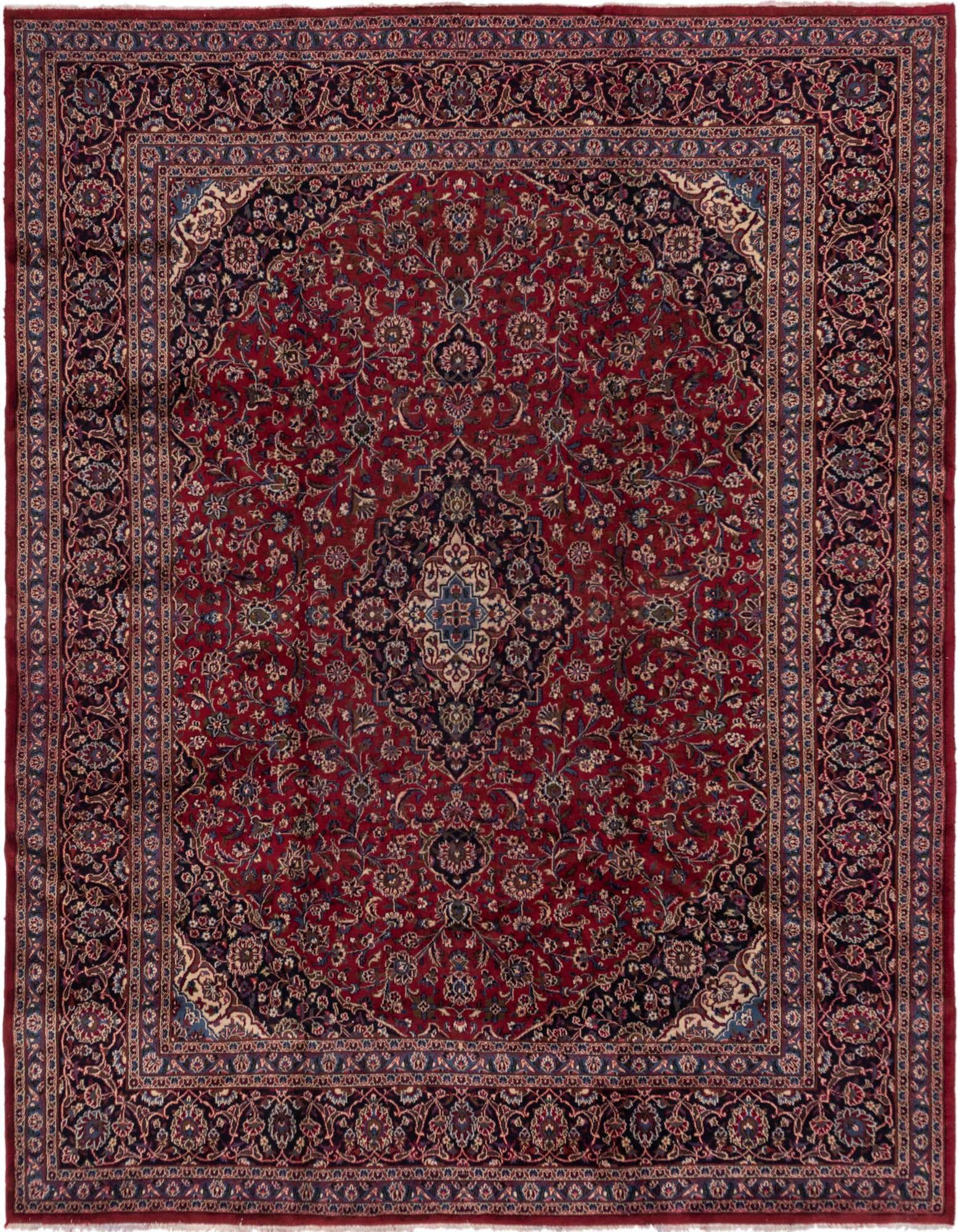10' x 12' 6 Hand Knotted Mashad Persian Wool Rug