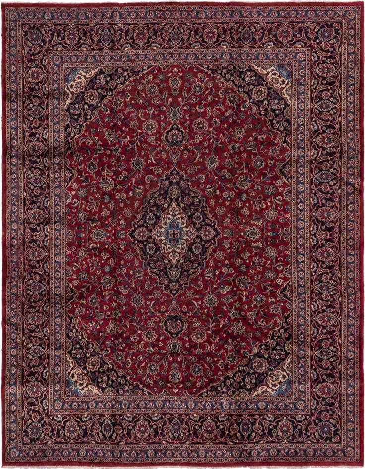 Detail image of 10' x 12' 6 Hand Knotted Mashad Persian Wool Rug