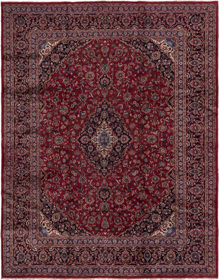10' x 12' 6 Hand Knotted Mashad Persian Wool Rug