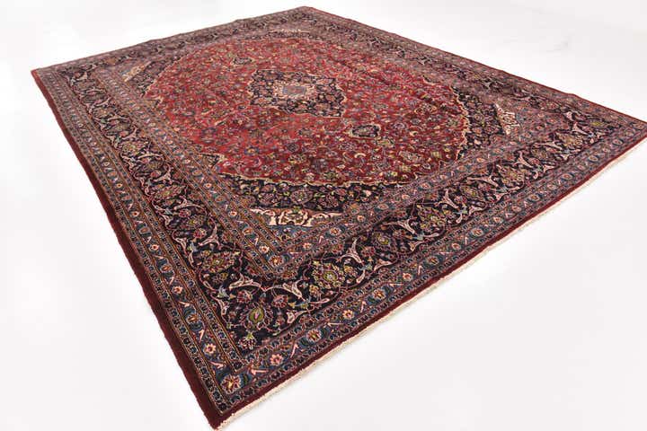 9' 8 x 12' 6 Hand Knotted Mashad Persian Wool Rug
