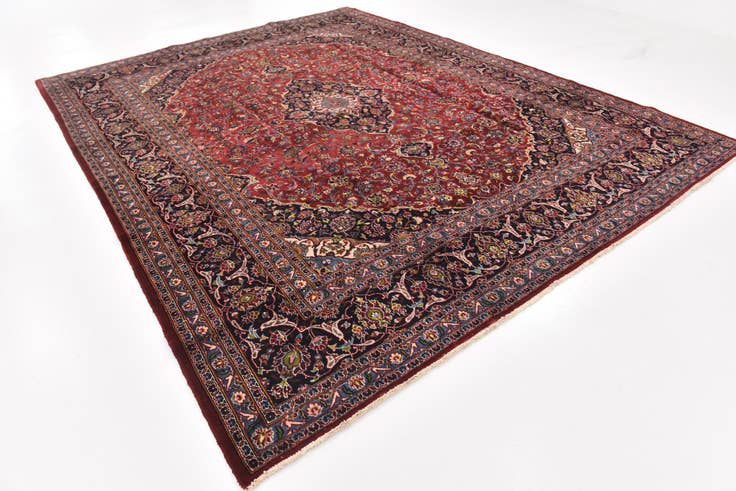 Detail image of 9' 8 x 12' 6 Hand Knotted Mashad Persian Wool Rug