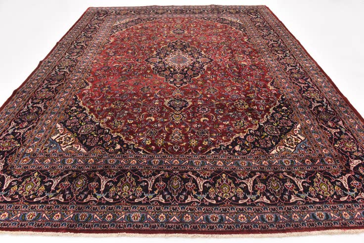 Detail image of 9' 8 x 12' 6 Hand Knotted Mashad Persian Wool Rug