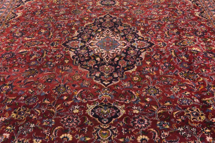 Detail image of 9' 8 x 12' 6 Hand Knotted Mashad Persian Wool Rug