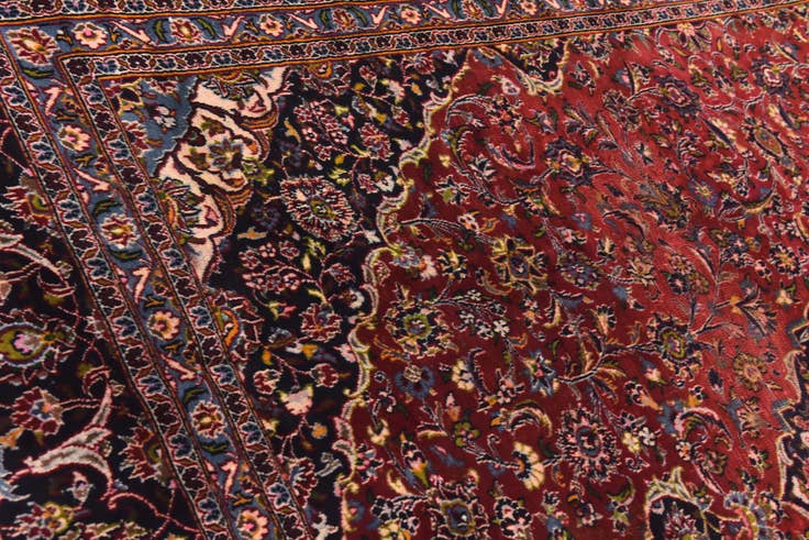 Detail image of 9' 8 x 12' 6 Hand Knotted Mashad Persian Wool Rug