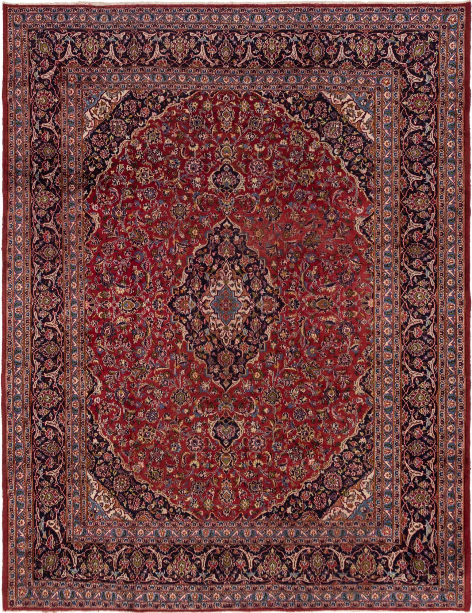 9' 8 x 12' 6 Hand Knotted Mashad Persian Wool Rug