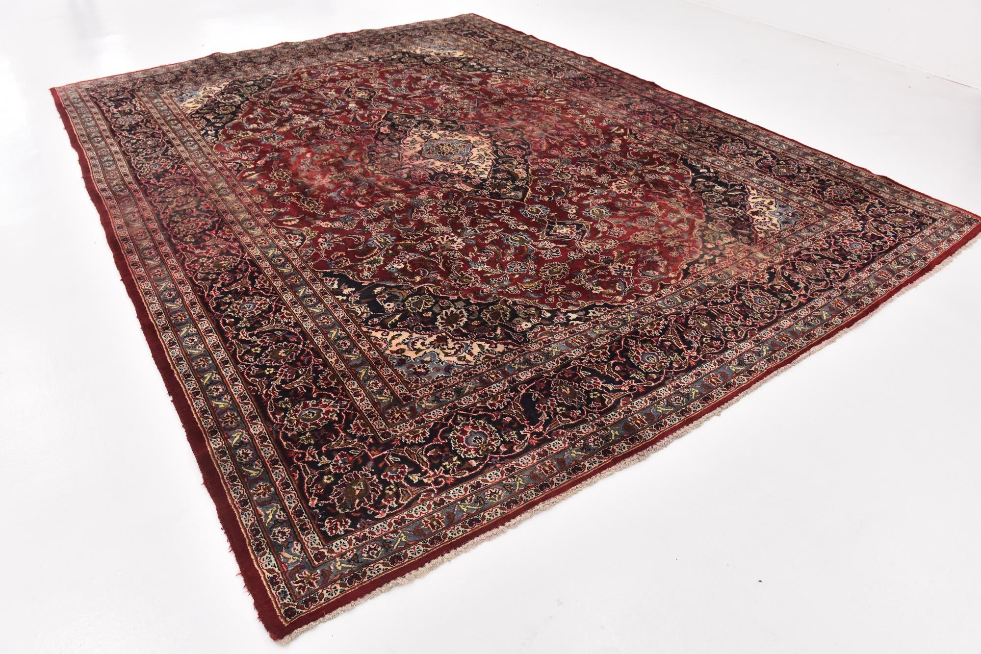 9' 8 x 12' 6 Hand Knotted Mashad Persian Wool Rug