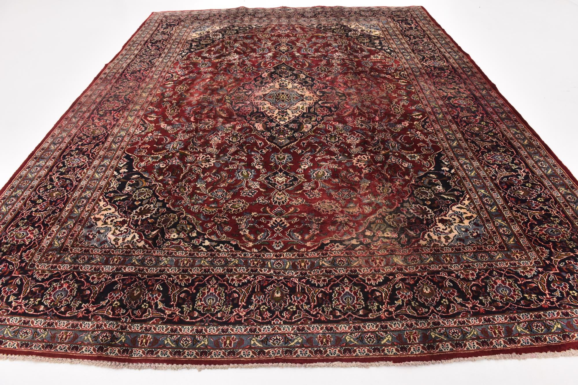 9' 8 x 12' 6 Hand Knotted Mashad Persian Wool Rug