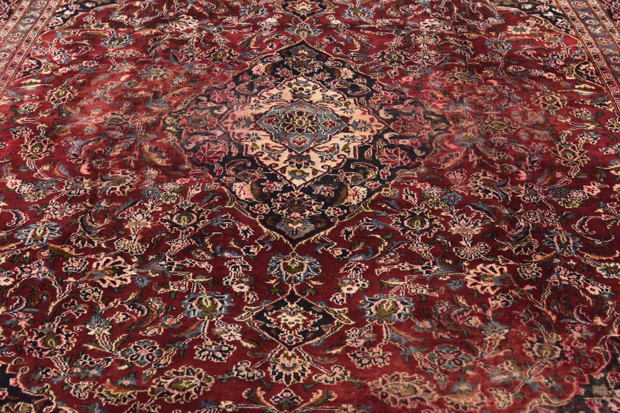 9' 8 x 12' 6 Hand Knotted Mashad Persian Wool Rug
