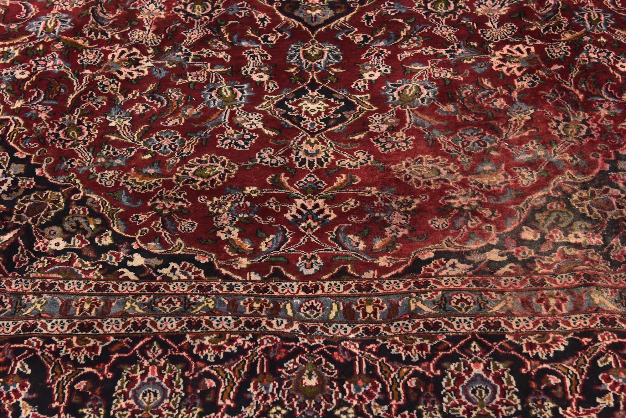 9' 8 x 12' 6 Hand Knotted Mashad Persian Wool Rug