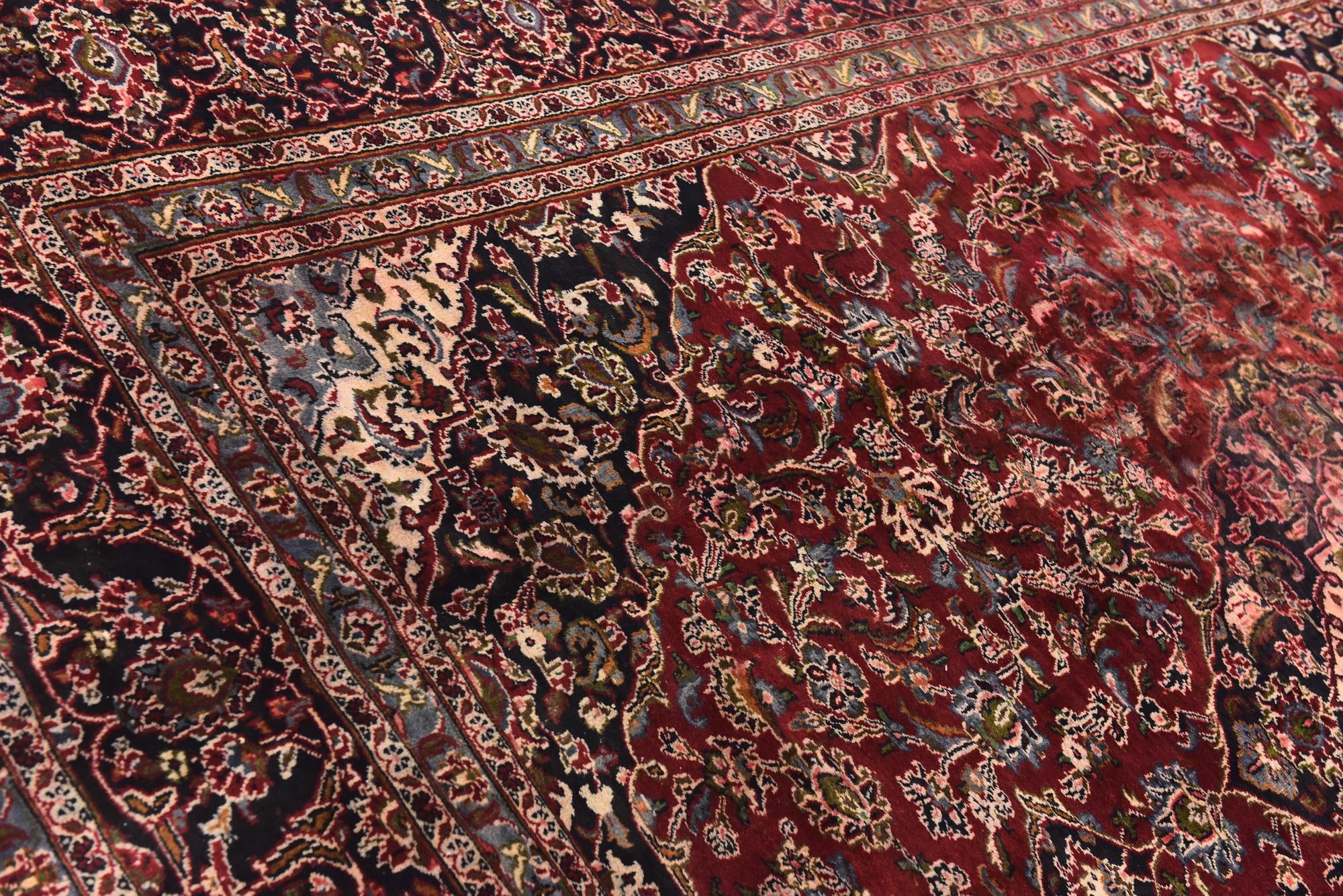 9' 8 x 12' 6 Hand Knotted Mashad Persian Wool Rug
