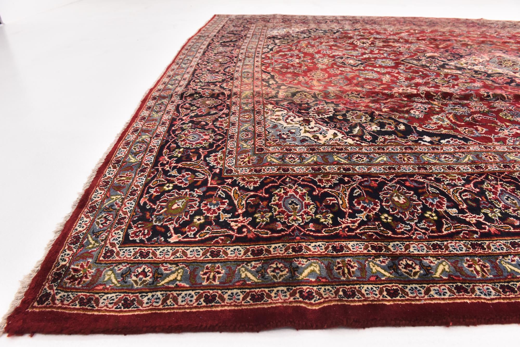 9' 8 x 12' 6 Hand Knotted Mashad Persian Wool Rug