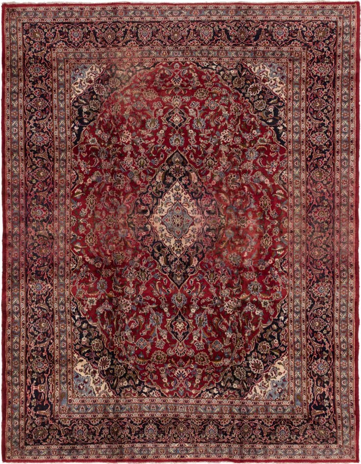 Detail image of 9' 8 x 12' 6 Hand Knotted Mashad Persian Wool Rug
