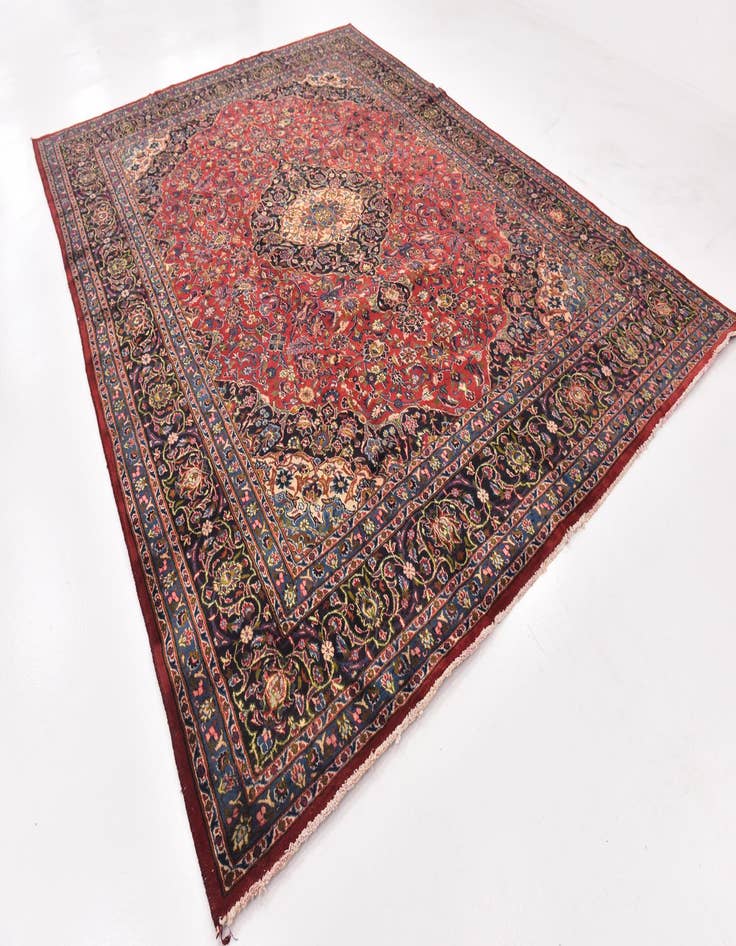 Detail image of 9' 10 x 13'  Hand Knotted Mashad Persian Wool Rug