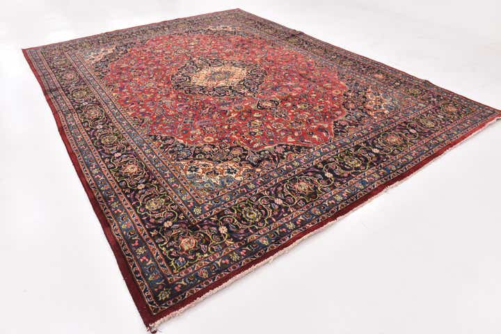 9' 10 x 13' Hand Knotted Mashad Persian Wool Rug