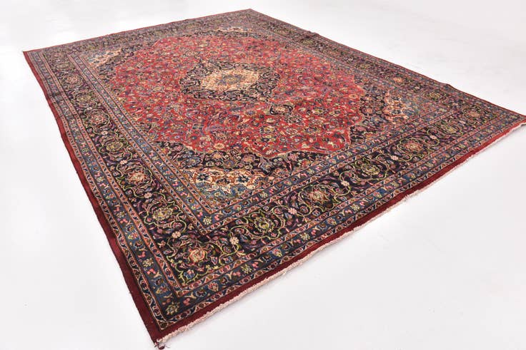 Detail image of 9' 10 x 13' Hand Knotted Mashad Persian Wool Rug