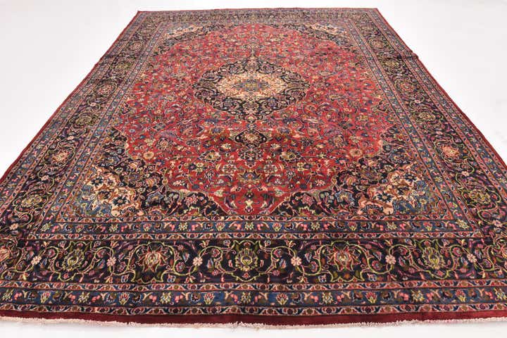 9' 10 x 13' Hand Knotted Mashad Persian Wool Rug