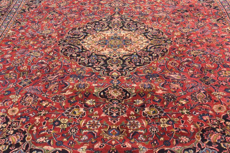 Detail image of 9' 10 x 13' Hand Knotted Mashad Persian Wool Rug