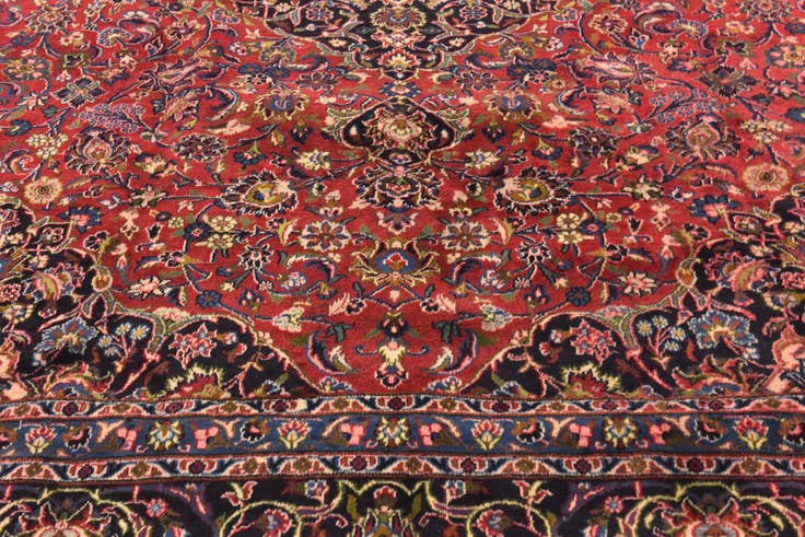 Detail image of 9' 10 x 13' Hand Knotted Mashad Persian Wool Rug
